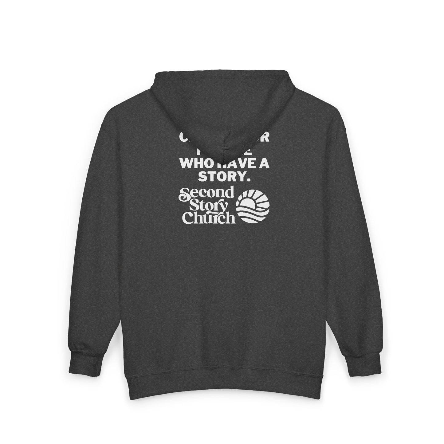 Second Story Church Zip Hoodie — “Church for People Who Have a Story”