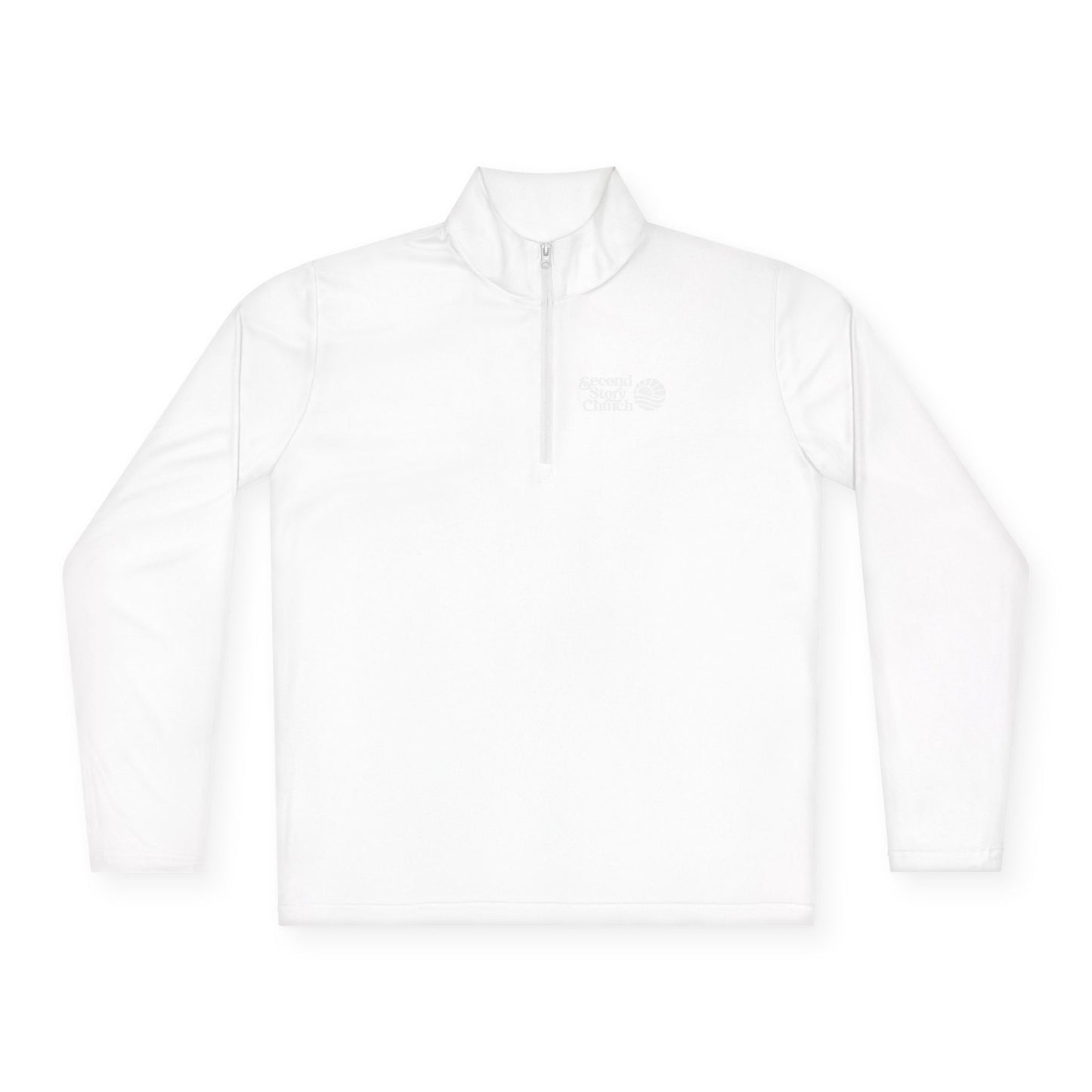 Minimal White Quarter-Zip Pullover
