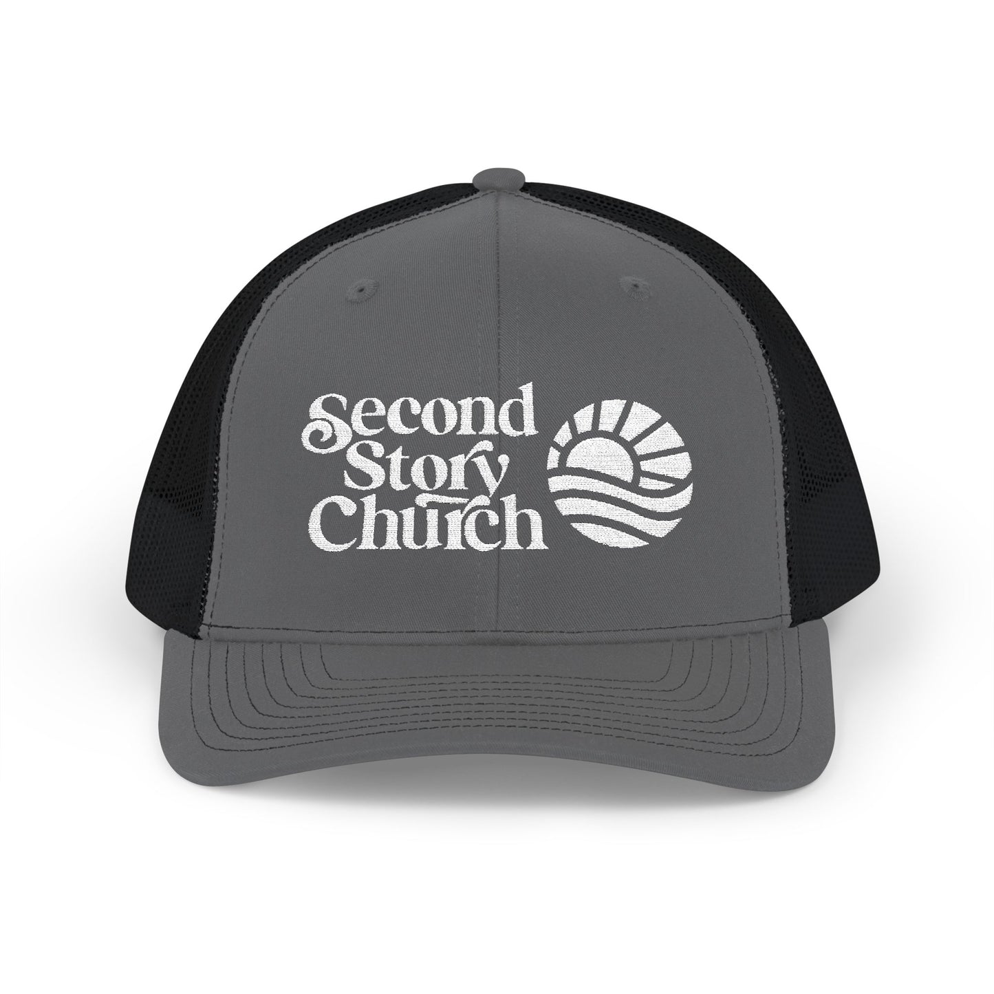 Second Story Church Embroidered Trucker Cap — Snapback Mesh Hat