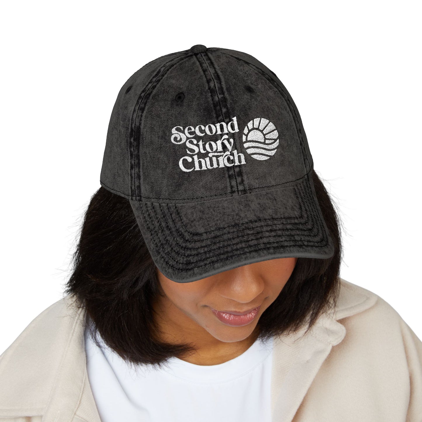Vintage Embroidered Church Cap - "Second Story Church" Retro Dad Hat
