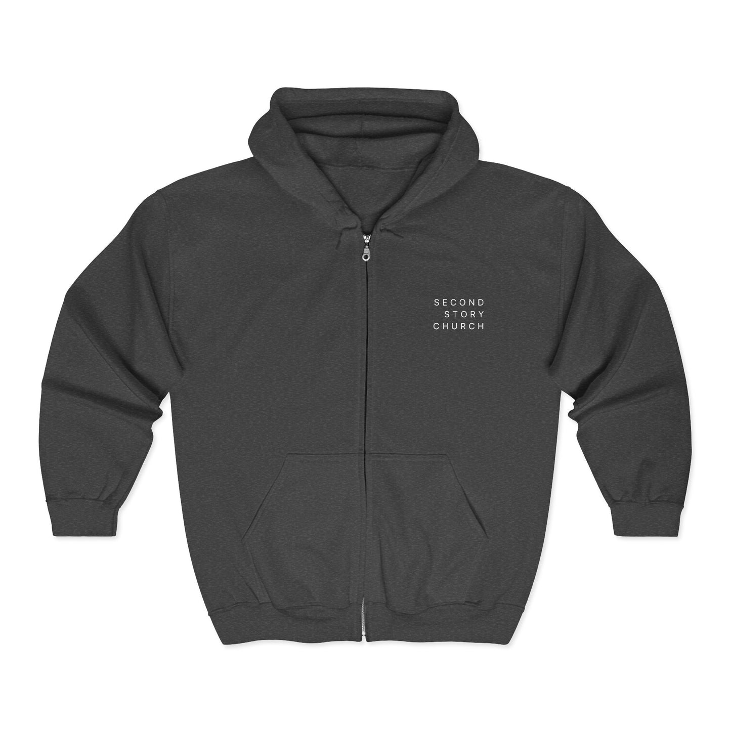 Second Story Church Zip Hoodie — “Church for People Who Have a Story”