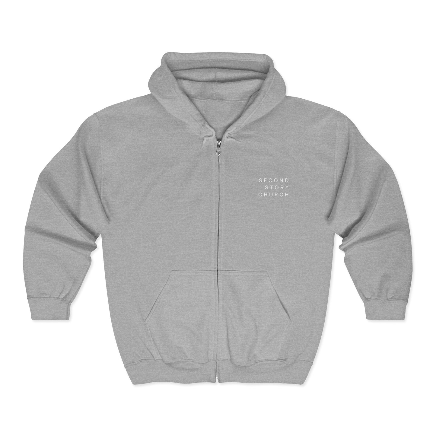 Second Story Church Zip Hoodie — “Church for People Who Have a Story”