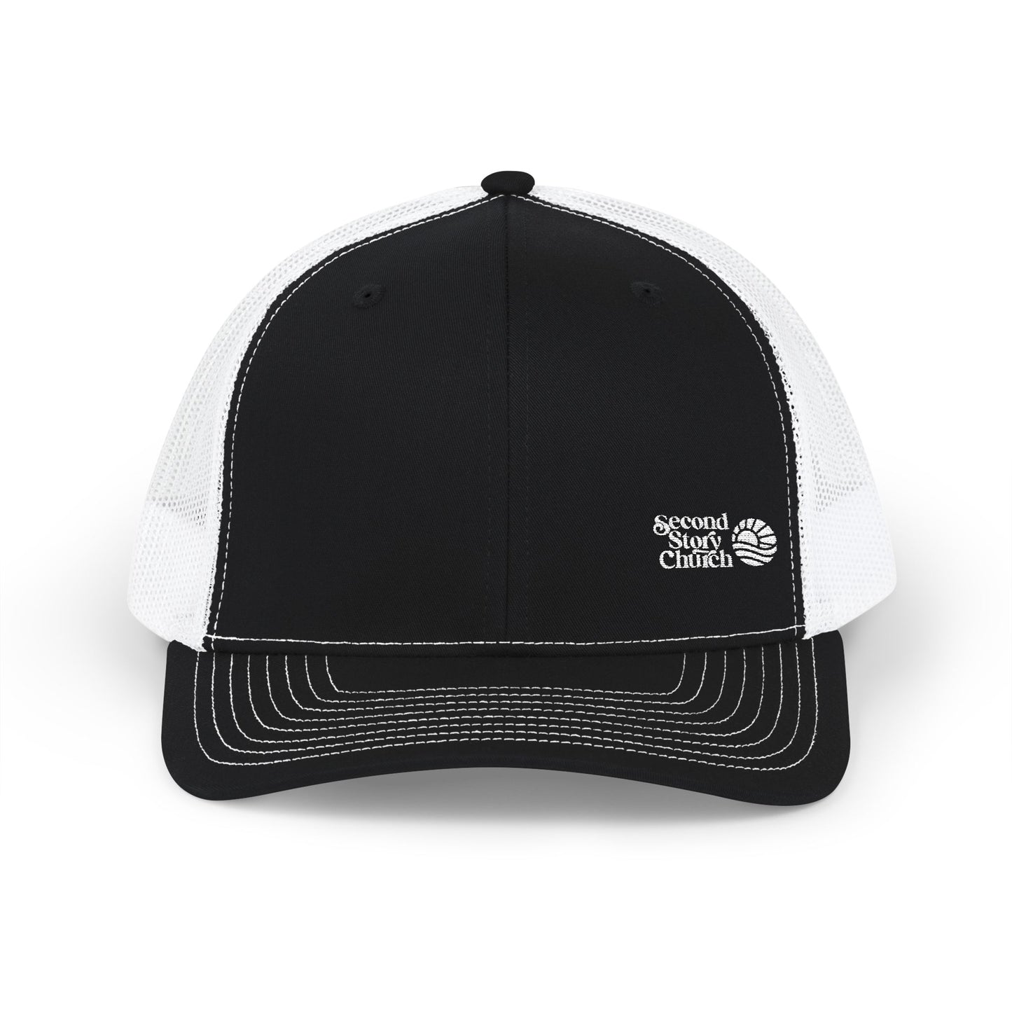 Second Story Church Embroidered Trucker Cap — Snapback Mesh Hat