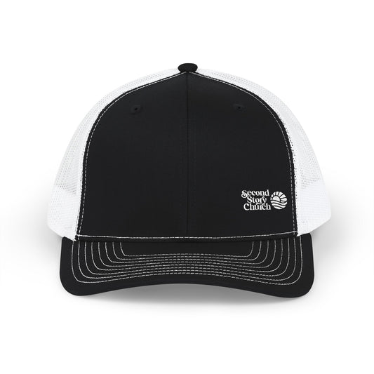 Second Story Church Embroidered Trucker Cap — Snapback Mesh Hat