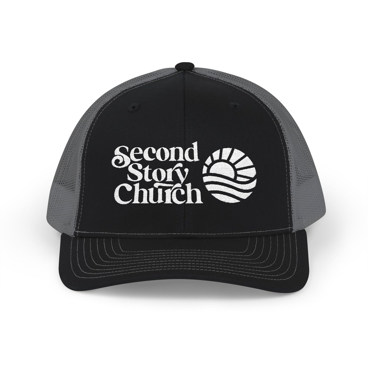 Second Story Church Embroidered Trucker Cap — Snapback Mesh Hat